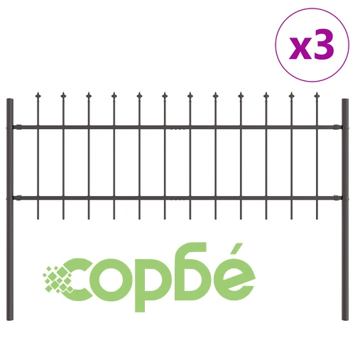 Стоманена градинска ограда с острие в сиво 5,1x0,6 м ➤ топ цена ➤ sorbe.bg