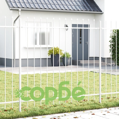 VidaXL Градинска Ограда с Остри Върхове, Бяла, 5.1x1.5 м, Стоманена Конструкция ➤ топ цена ➤ sorbe.bg