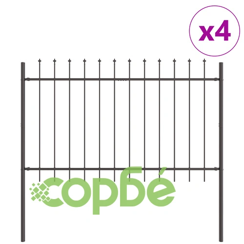 Стоманена градинска ограда с връх тип копие, 6,8x1 м, Сива ➤ топ цена ➤ sorbe.bg