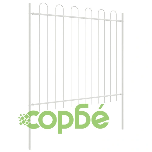Стоманена градинска ограда с декоративен връх, бяла, 8,5x1,5 м ➤ топ цена ➤ sorbe.bg