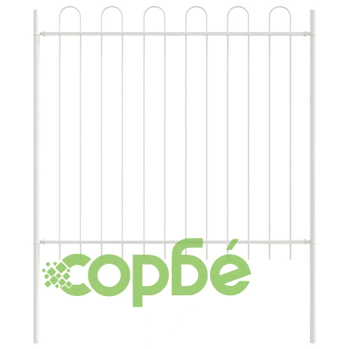 Стоманена градинска ограда с декоративен връх, бяла, 8,5x1,5 м ➤ топ цена ➤ sorbe.bg