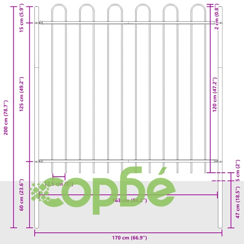 Стоманена градинска ограда с декоративен връх, бяла, 8,5x1,5 м ➤ топ цена ➤ sorbe.bg