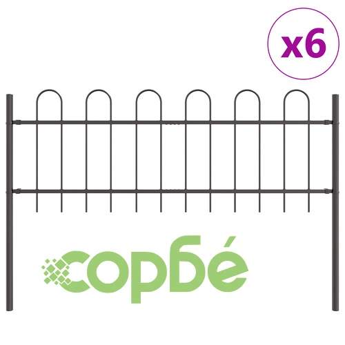 Метална оградна решетка с Hoop Top дизайн, сива, 10,2x0,6 м ➤ топ цена ➤ sorbe.bg