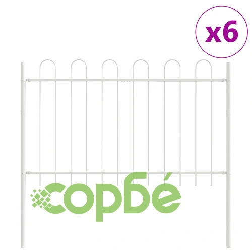 Градинска ограда с връх Hoop от прахово боядисана стомана, бяла, 10,2x0,8 м ➤ топ цена ➤ sorbe.bg