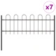 Стоманена градинска ограда Hoop Top, 11,9x0,6 м, сиво покритие, 7 панела