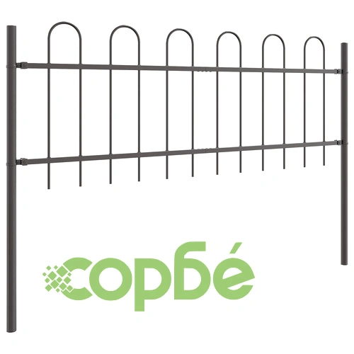 Стоманена градинска ограда Hoop Top, 11,9x0,6 м, сиво покритие, 7 панела ➤ топ цена ➤ sorbe.bg