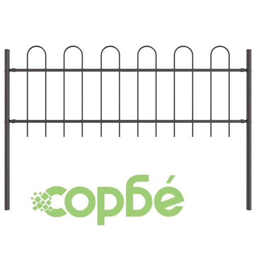 Стоманена градинска ограда Hoop Top, 11,9x0,6 м, сиво покритие, 7 панела ➤ топ цена ➤ sorbe.bg