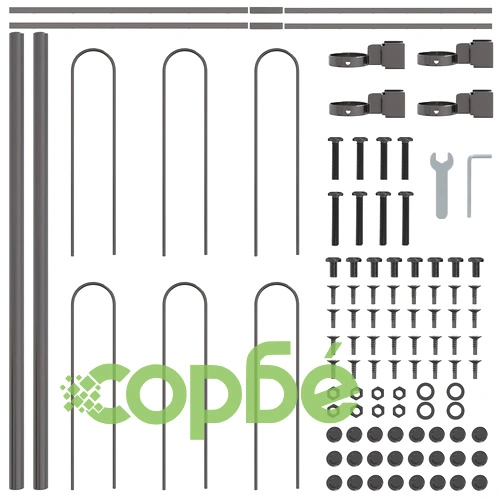 Стоманена градинска ограда Hoop Top, 11,9x0,6 м, сиво покритие, 7 панела ➤ топ цена ➤ sorbe.bg