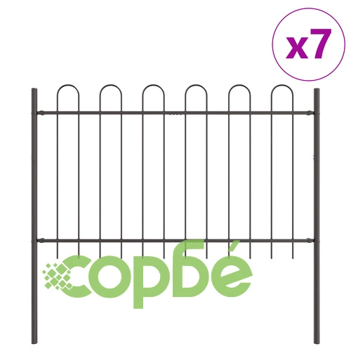 Метална ограда за градина с hoop топ, сива, 11,9x1,2 м ➤ топ цена ➤ sorbe.bg