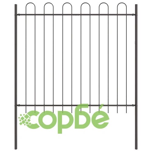 Градинска ограда от стомана с дъговиден връх, сива, 11.9x1.5 м ➤ топ цена ➤ sorbe.bg