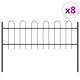 Стоманена градинска ограда Hoop Top, 13.6x0.6 м, сива, комплект от 8 панела
