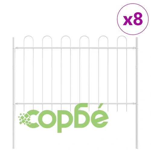 Метална оградна стена с hoop top в бяло, 13,6x1,2 м - за градина и двор ➤ топ цена ➤ sorbe.bg