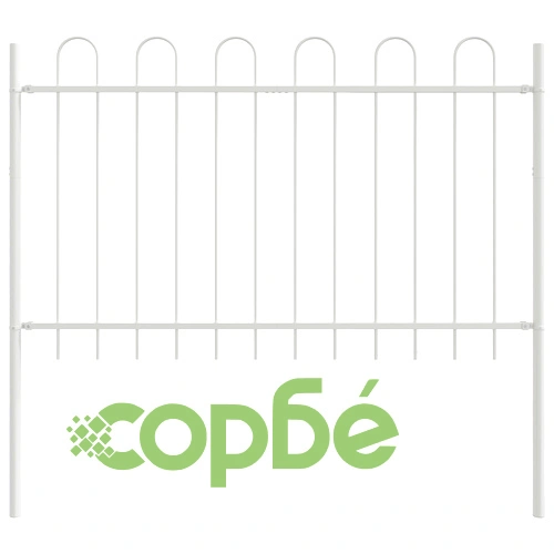 Метална оградна стена с hoop top в бяло, 13,6x1,2 м - за градина и двор ➤ топ цена ➤ sorbe.bg
