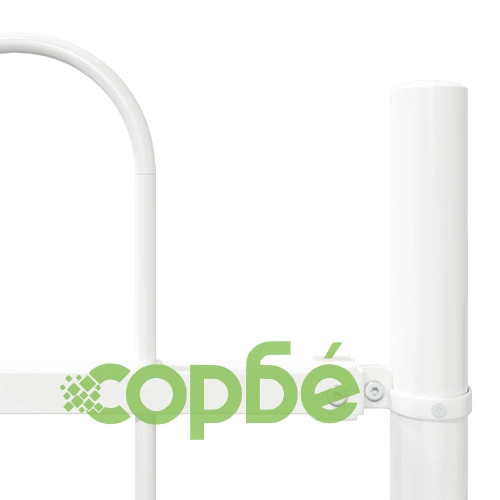 Метална оградна стена с hoop top в бяло, 13,6x1,2 м - за градина и двор ➤ топ цена ➤ sorbe.bg