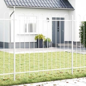 Градинска ограда BOXTEL, 8 броя, 13,6 x 1,5 м, стомана, Бяло