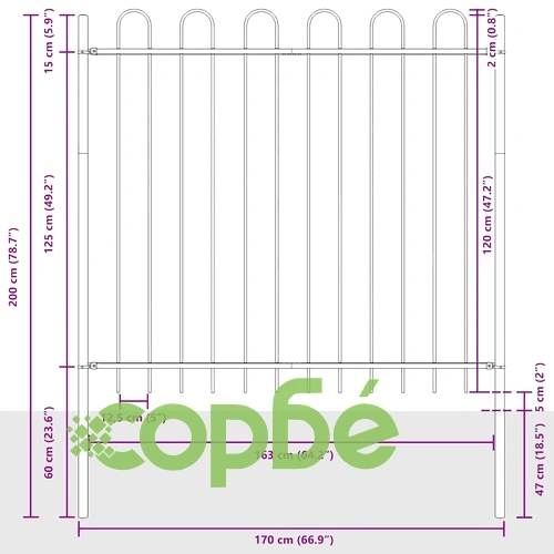Градинска ограда BOXTEL, 8 броя, 13,6 x 1,5 м, стомана, Бяло ➤ топ цена ➤ sorbe.bg