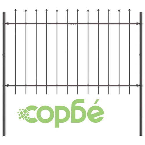 Метална оградна стена с шипове Grey 15,3x1 м от стомана, 9 панела ➤ топ цена ➤ sorbe.bg