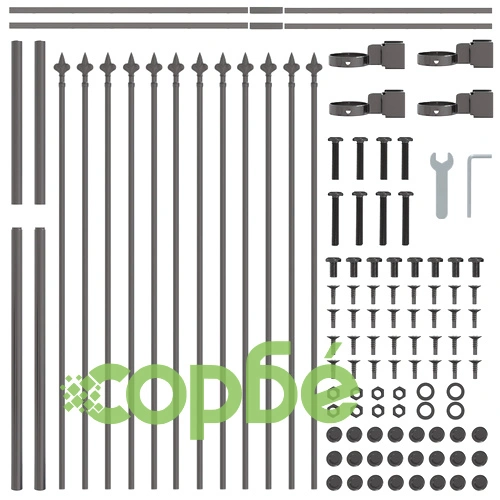 Метална оградна стена с шипове Grey 15,3x1 м от стомана, 9 панела ➤ топ цена ➤ sorbe.bg