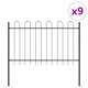 Метална градинска ограда с Hoop Top дизайн, Сиво, 15,3x1,2 м, 9 панела