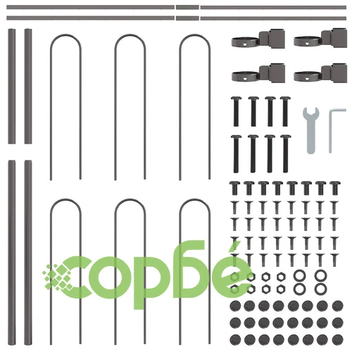 Метална градинска ограда с Hoop Top дизайн, Сиво, 15,3x1,2 м, 9 панела ➤ топ цена ➤ sorbe.bg