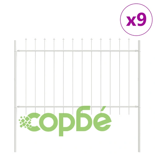Стоманена градинска ограда с остри връхчета, бяла, 15,3x1,2 м ➤ топ цена ➤ sorbe.bg