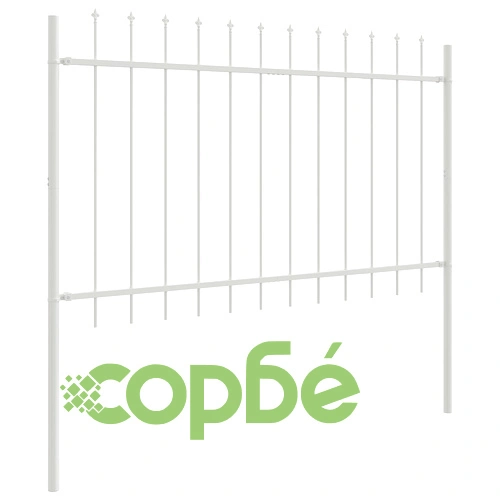 Стоманена градинска ограда с остри връхчета, бяла, 15,3x1,2 м ➤ топ цена ➤ sorbe.bg