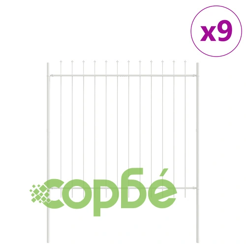 Метална градинска ограда с декоративни копия, бяла, 15,3x1,5 м ➤ топ цена ➤ sorbe.bg