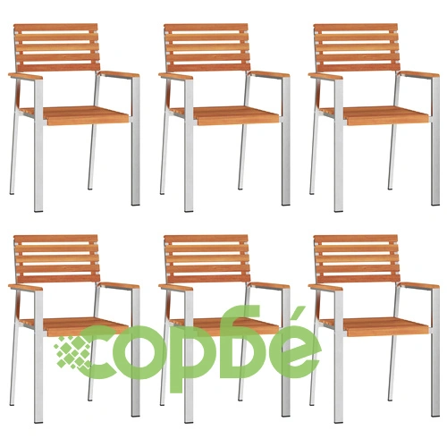 7-частов градински комплект за хранене от масивна акация - маса 150x90 см и 6 стола ➤ топ цена ➤ sorbe.bg