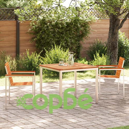 3-Часов Комплект за Хранене от Масивна Акациева Дървина с Маса 90x90x74.5 см ➤ топ цена ➤ sorbe.bg