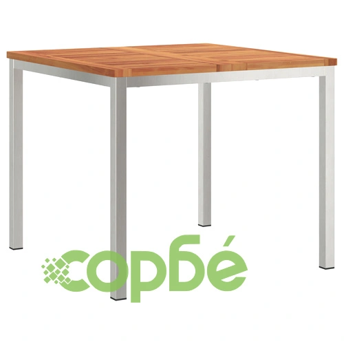 3-Часов Комплект за Хранене от Масивна Акациева Дървина с Маса 90x90x74.5 см ➤ топ цена ➤ sorbe.bg