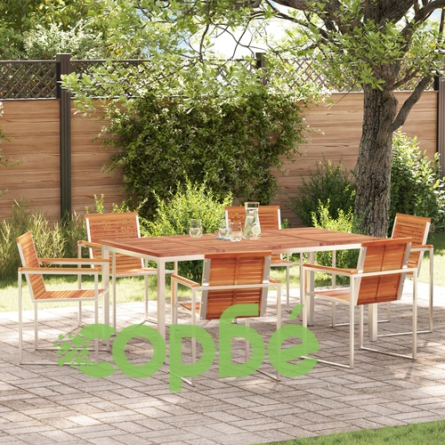 7-Piece Garden Dining Set от Масивна Акациева Дървесина - Трапезна Маса 180x90x75 см с 6 Стола ➤ топ цена ➤ sorbe.bg