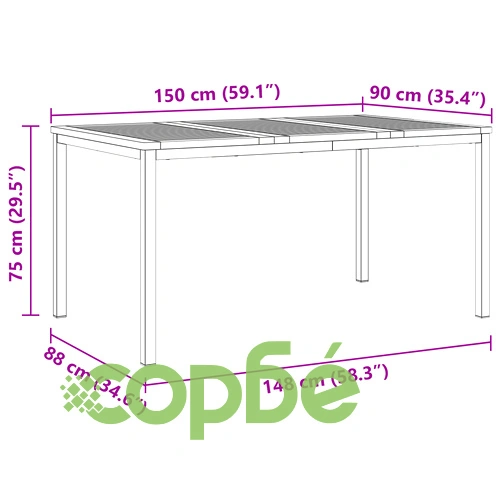 Градински комплект от 5 части с маса 150x90x75 см от масивно акациево дърво ➤ топ цена ➤ sorbe.bg
