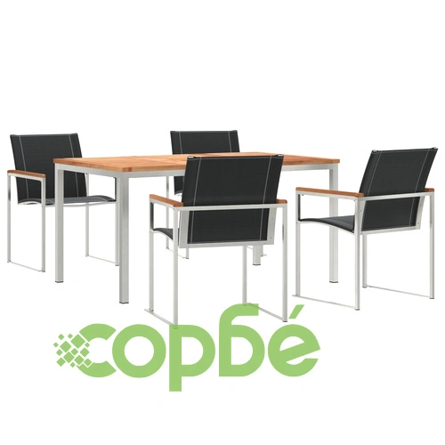 Градински комплект от 5 части с маса 150x90x75 см от масивно акациево дърво ➤ топ цена ➤ sorbe.bg