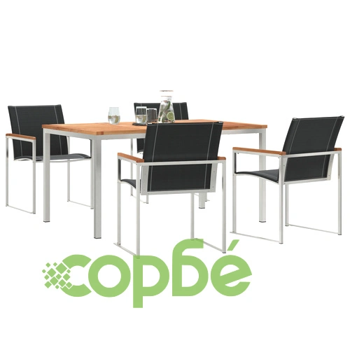 Градински комплект от 5 части с маса 150x90x75 см от масивно акациево дърво ➤ топ цена ➤ sorbe.bg