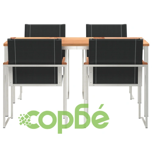 Градински комплект от 5 части с маса 150x90x75 см от масивно акациево дърво ➤ топ цена ➤ sorbe.bg