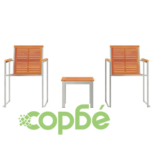 Комплект от 3 шезлонга от масивно акациево дърво за градина ➤ топ цена ➤ sorbe.bg