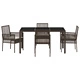 5-делна градинска трапезария от полиратан с възглавници - кафява, за 4 души