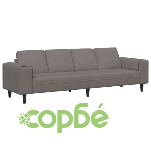 Текстилен диван от кадифе в светлосиво с възглавница, 208 см ➤ топ цена ➤ sorbe.bg