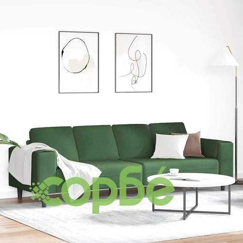 Текстилен диван от кадифе в тъмно зелено с възглавници 208 см ➤ топ цена ➤ sorbe.bg
