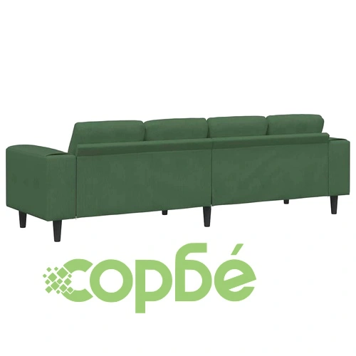 Текстилен диван от кадифе в тъмно зелено с възглавници 208 см ➤ топ цена ➤ sorbe.bg