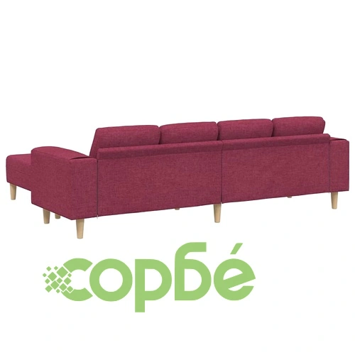 Модерен комплект дивани 3 части от виненочервен текстил с дървена рамка ➤ топ цена ➤ sorbe.bg