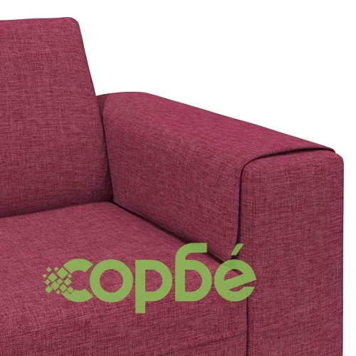 Модерен комплект дивани 3 части от виненочервен текстил с дървена рамка ➤ топ цена ➤ sorbe.bg