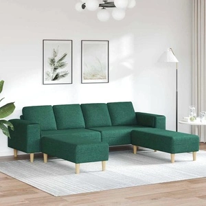 Комплект дивани 3 части от текстил в тъмнозелено с размери 250 x 188 x 76 см