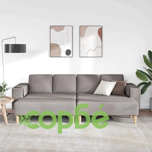 Комплект U-образен диван с 3 части от текстил в цвят Таупе, 208 см ➤ топ цена ➤ sorbe.bg