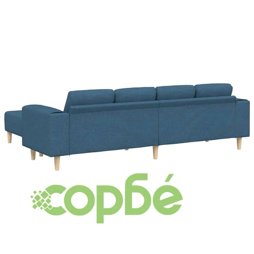 Модерен U-образен диван комплект 3 части, Син текстил, 250x188x76 см ➤ топ цена ➤ sorbe.bg