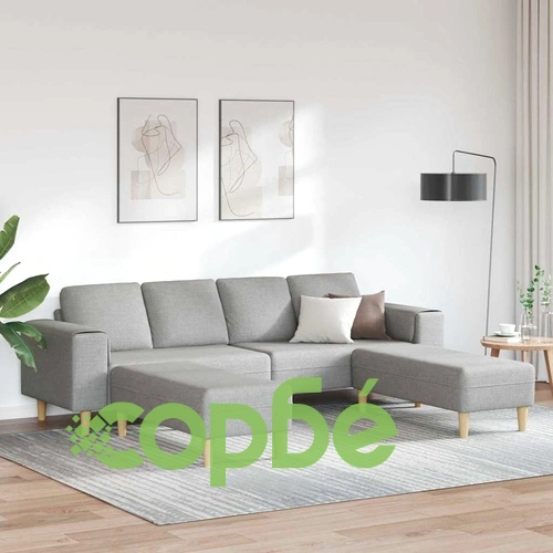 Комплект U-образен диван с 4 места в облачно сиво - 208 см текстилна тапицерия ➤ топ цена ➤ sorbe.bg
