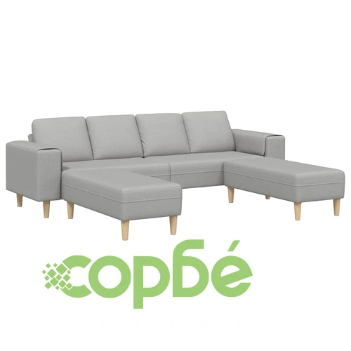 Комплект U-образен диван с 4 места в облачно сиво - 208 см текстилна тапицерия ➤ топ цена ➤ sorbe.bg