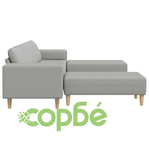 Комплект U-образен диван с 4 места в облачно сиво - 208 см текстилна тапицерия ➤ топ цена ➤ sorbe.bg