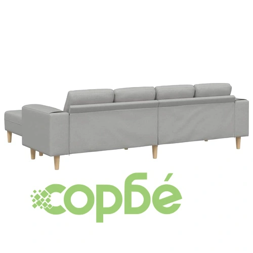 Комплект U-образен диван с 4 места в облачно сиво - 208 см текстилна тапицерия ➤ топ цена ➤ sorbe.bg