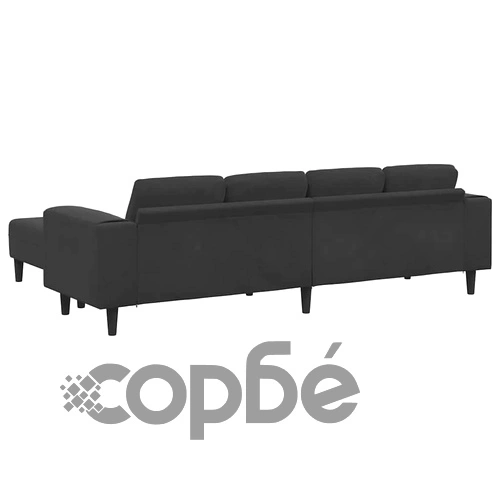 Комплект U-образен диван 3 части, Черно Кадифе, 208 см ➤ топ цена ➤ sorbe.bg